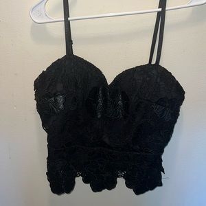 Black zip up crop top